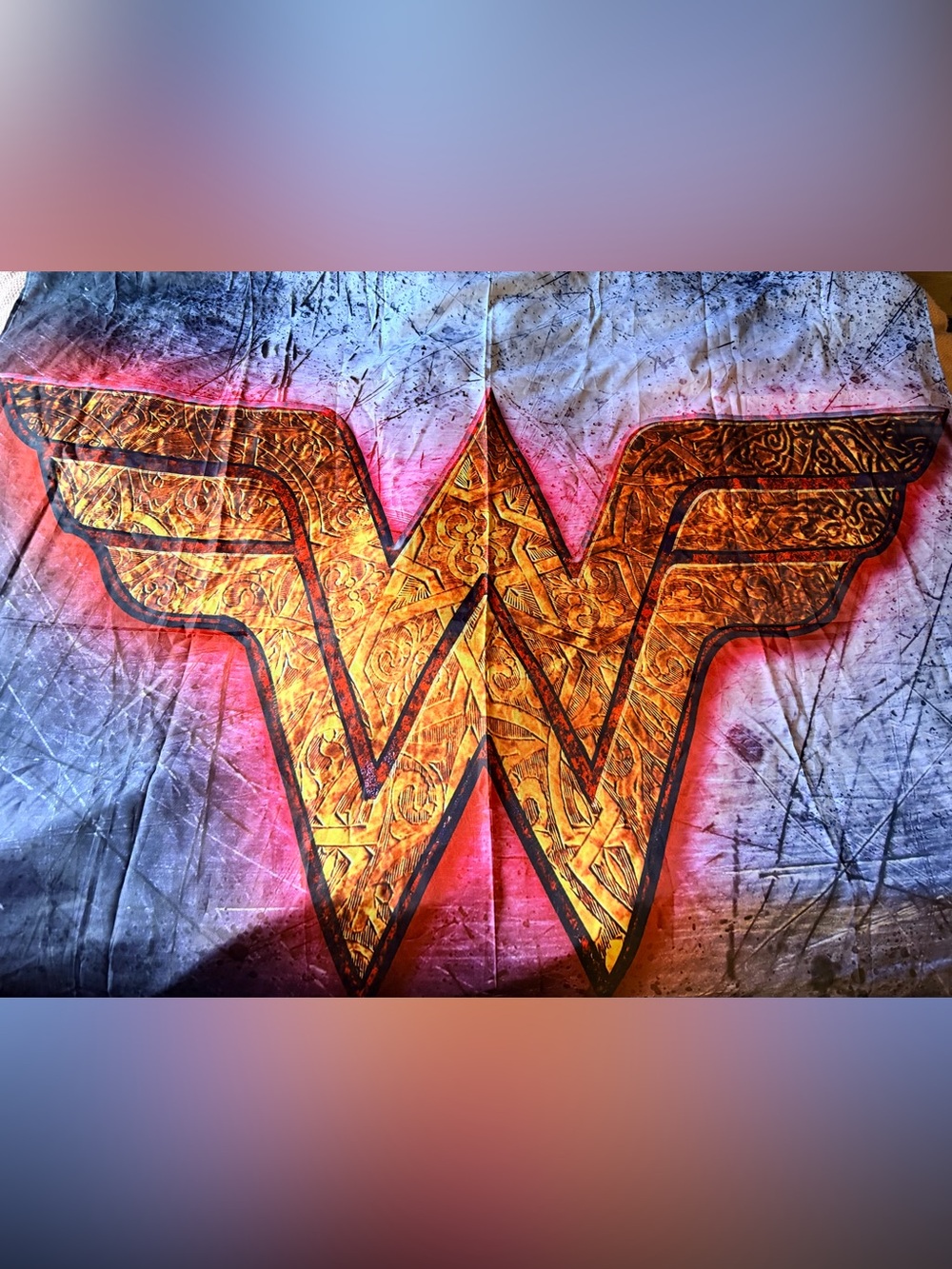 Wonder Woman Graphic Fabric Shower Curtain- Bold Gold & Red Logo